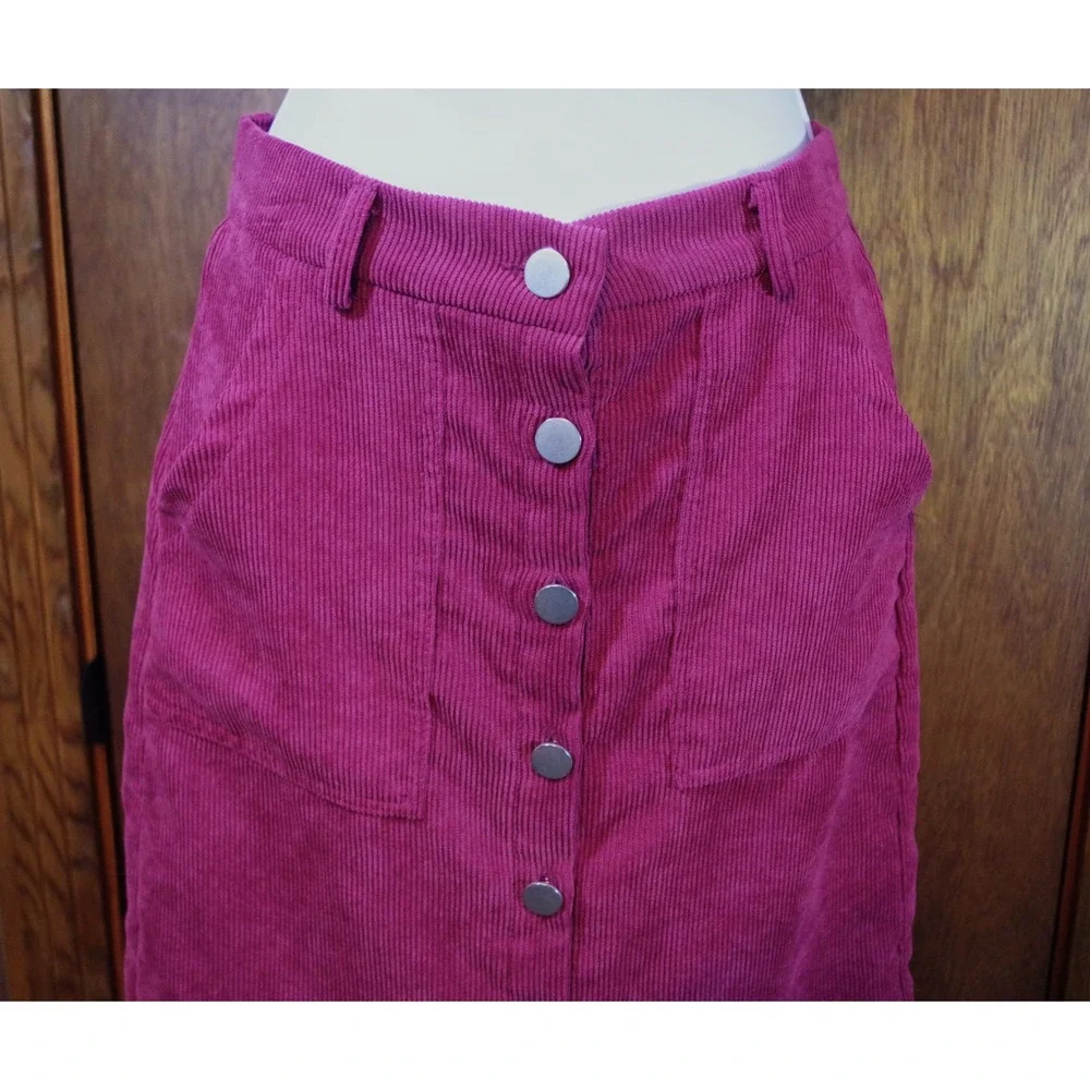 SHEIN‎ Teen Girls Brick Red Corduroy Button Front A-Line Skirt Size 10-11Y